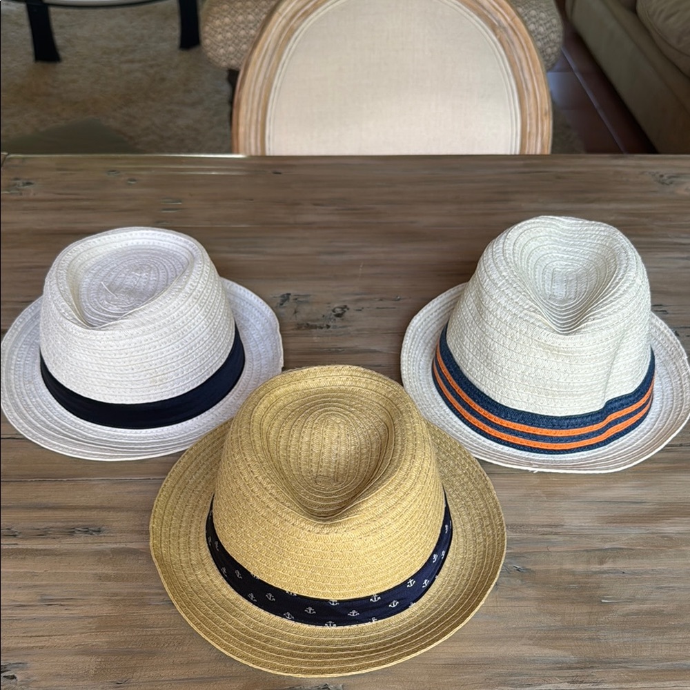 Gymboree Kids Straw Fedora Hats - White, Tan, Cream